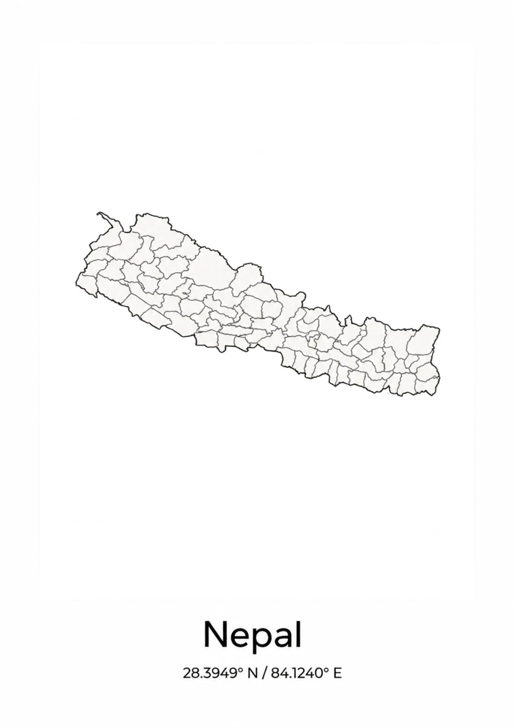 Custom Nepal Map Framed Poster