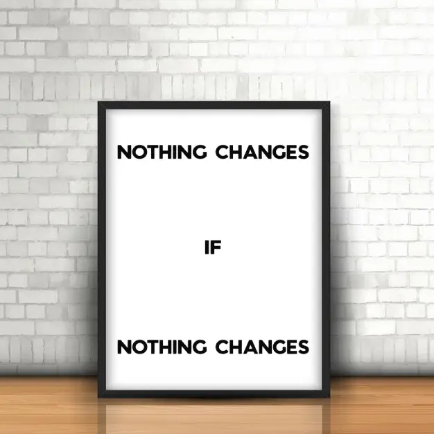 Nothing Changes If Nothing Changes quote posterMockup with bold black lettering in a spacious three-part layout.