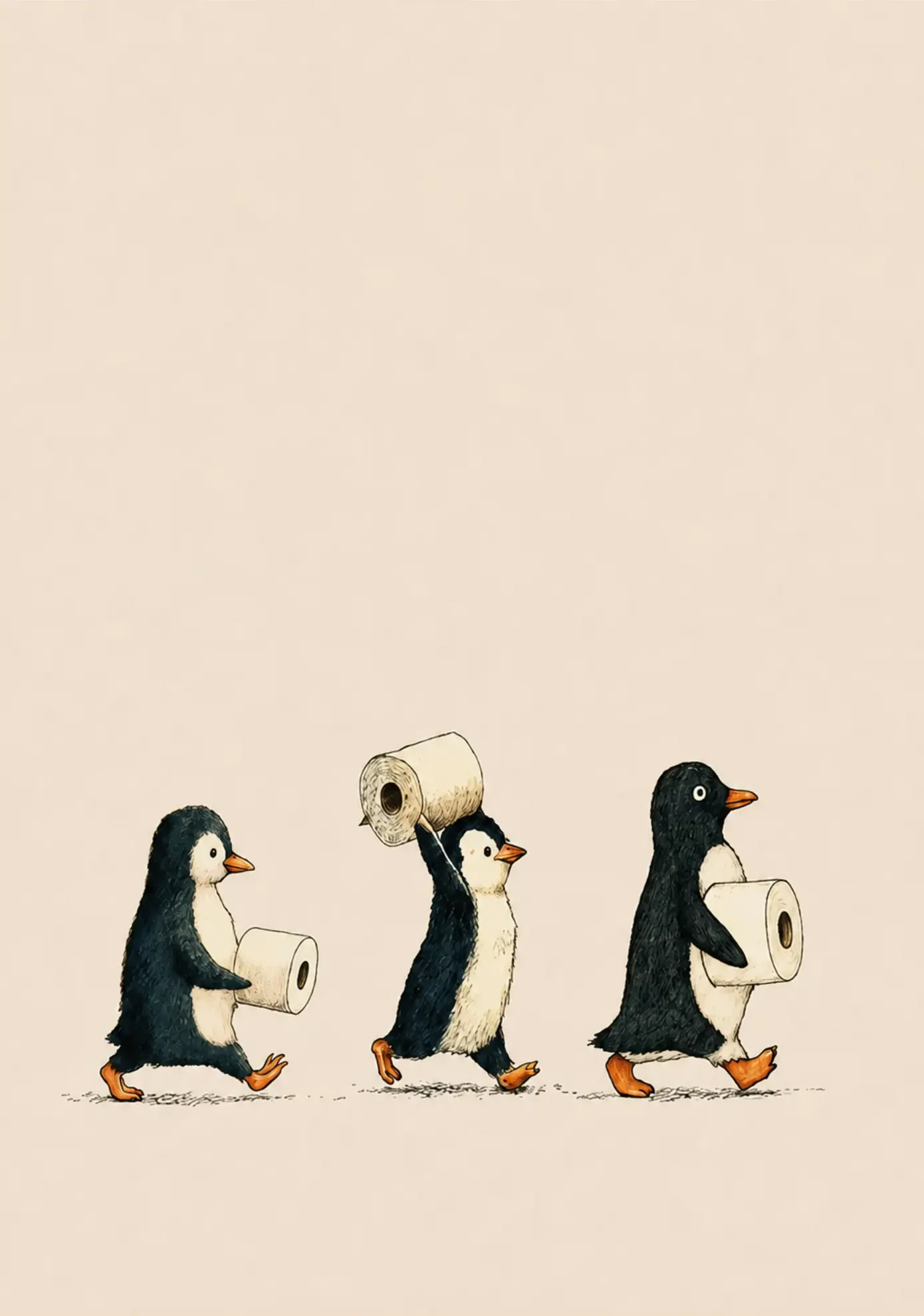 three-penguin-carrying-toilet-paper