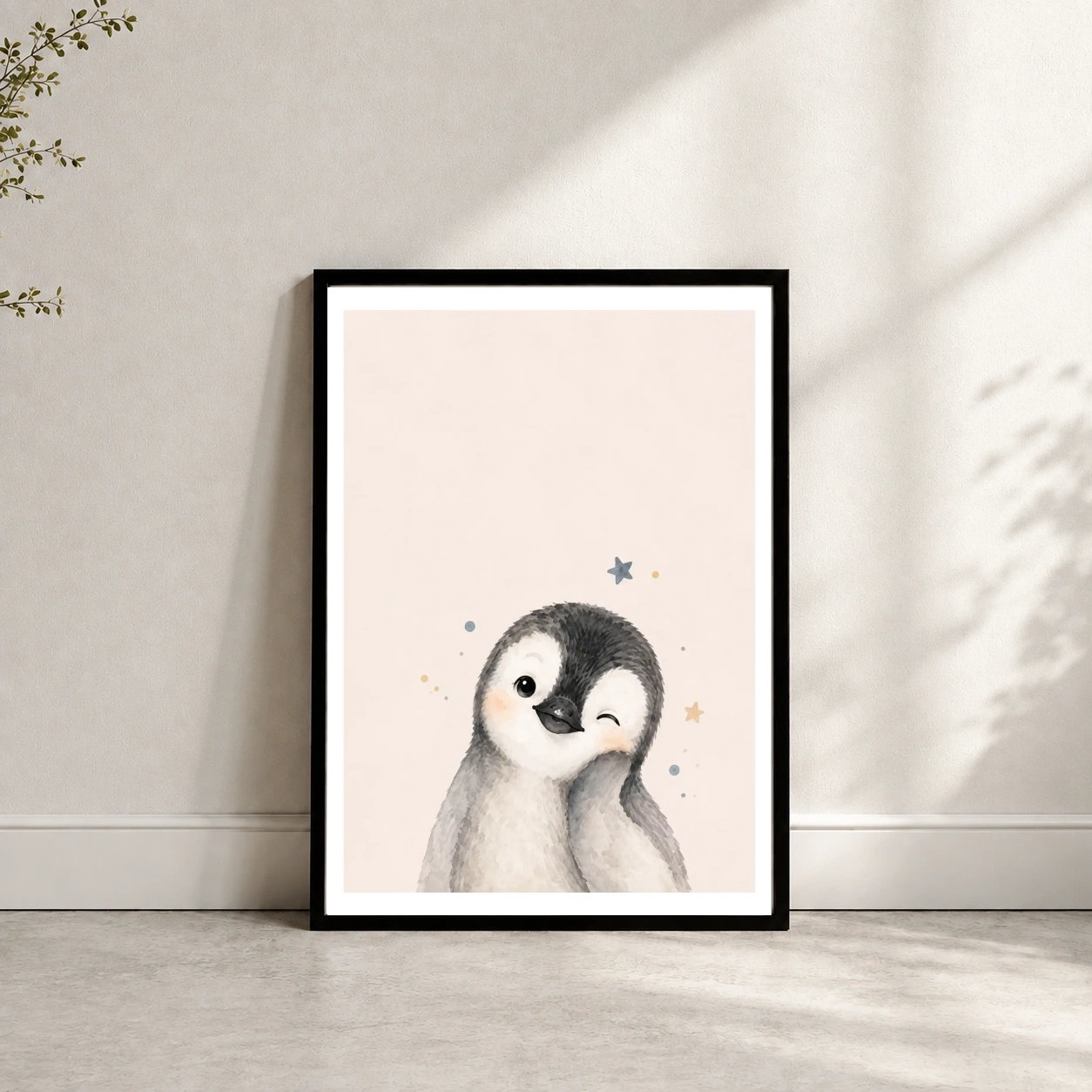 winking baby penguin mockup