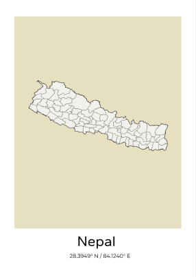 Nepal map poster yellow