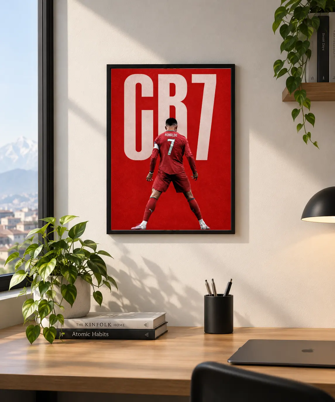 Cristiano Ronaldo CR7 Red Back Pose poster mockup