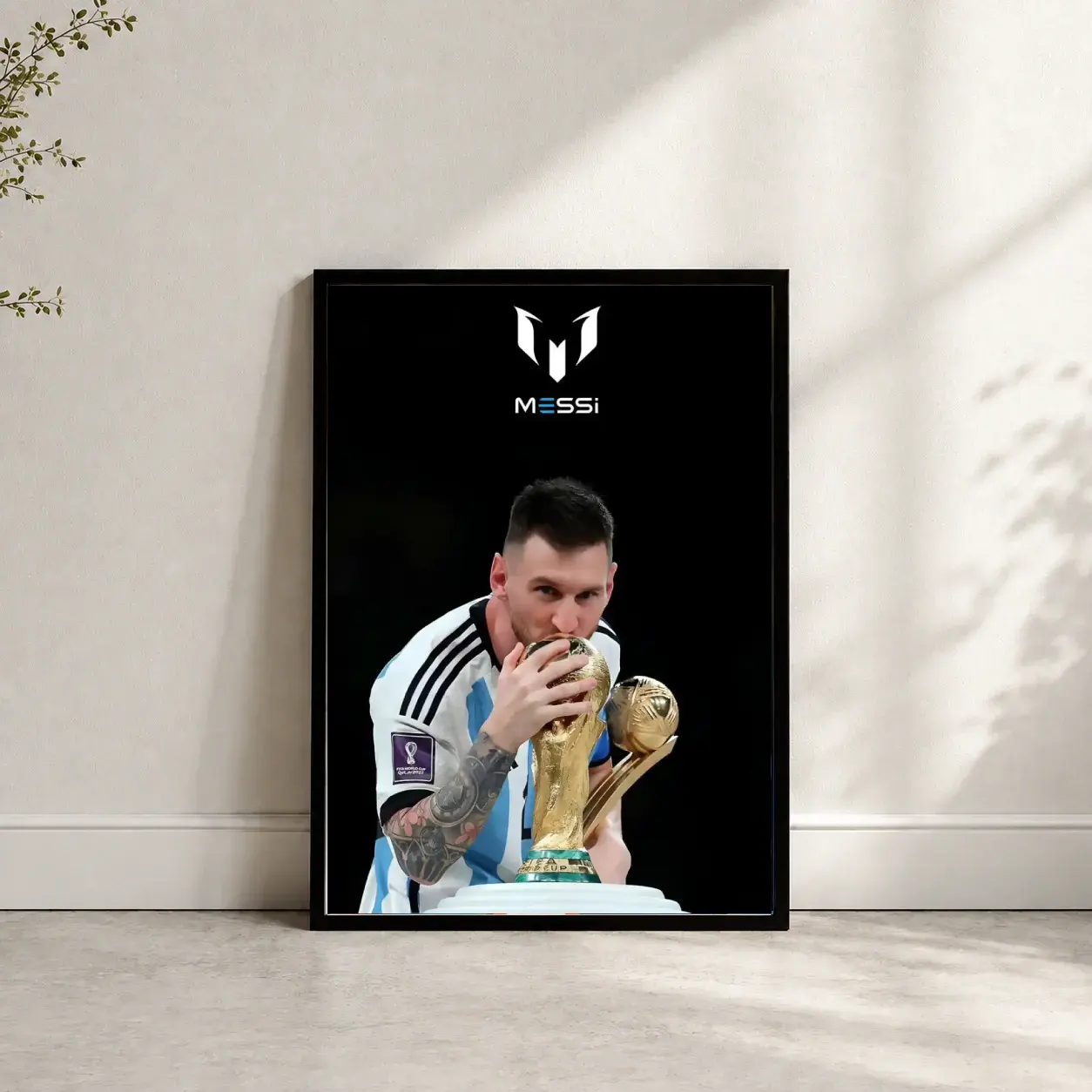 Messi kissing World cup trophy