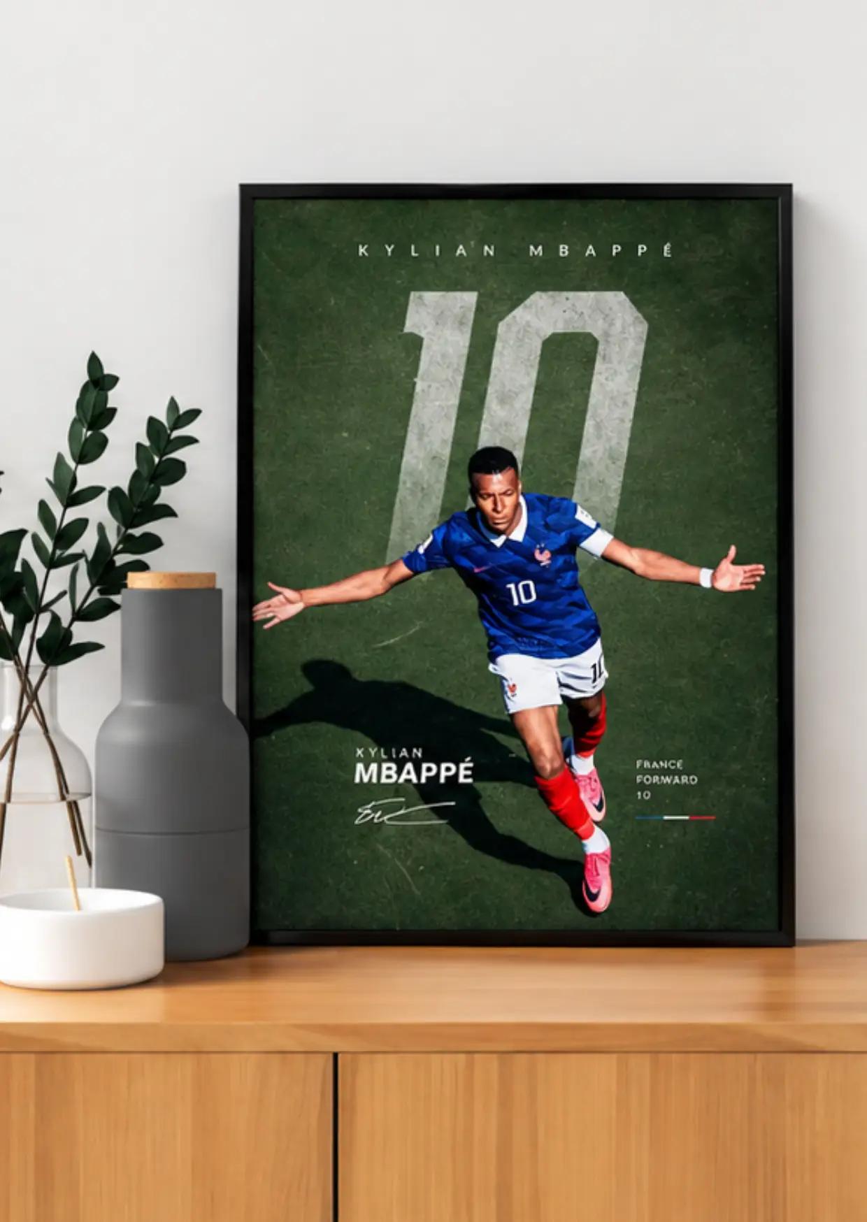 Kylian Mbappe France number 10 football poster mockup