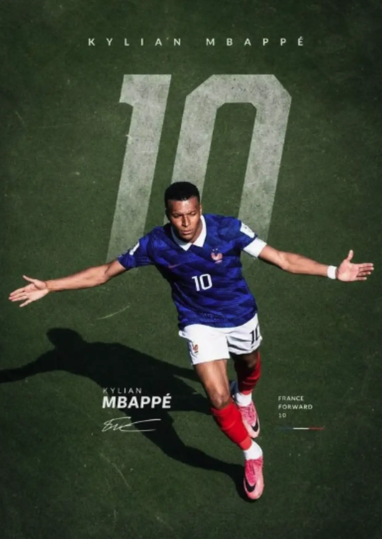 Kylian Mbappe France number 10 football poster