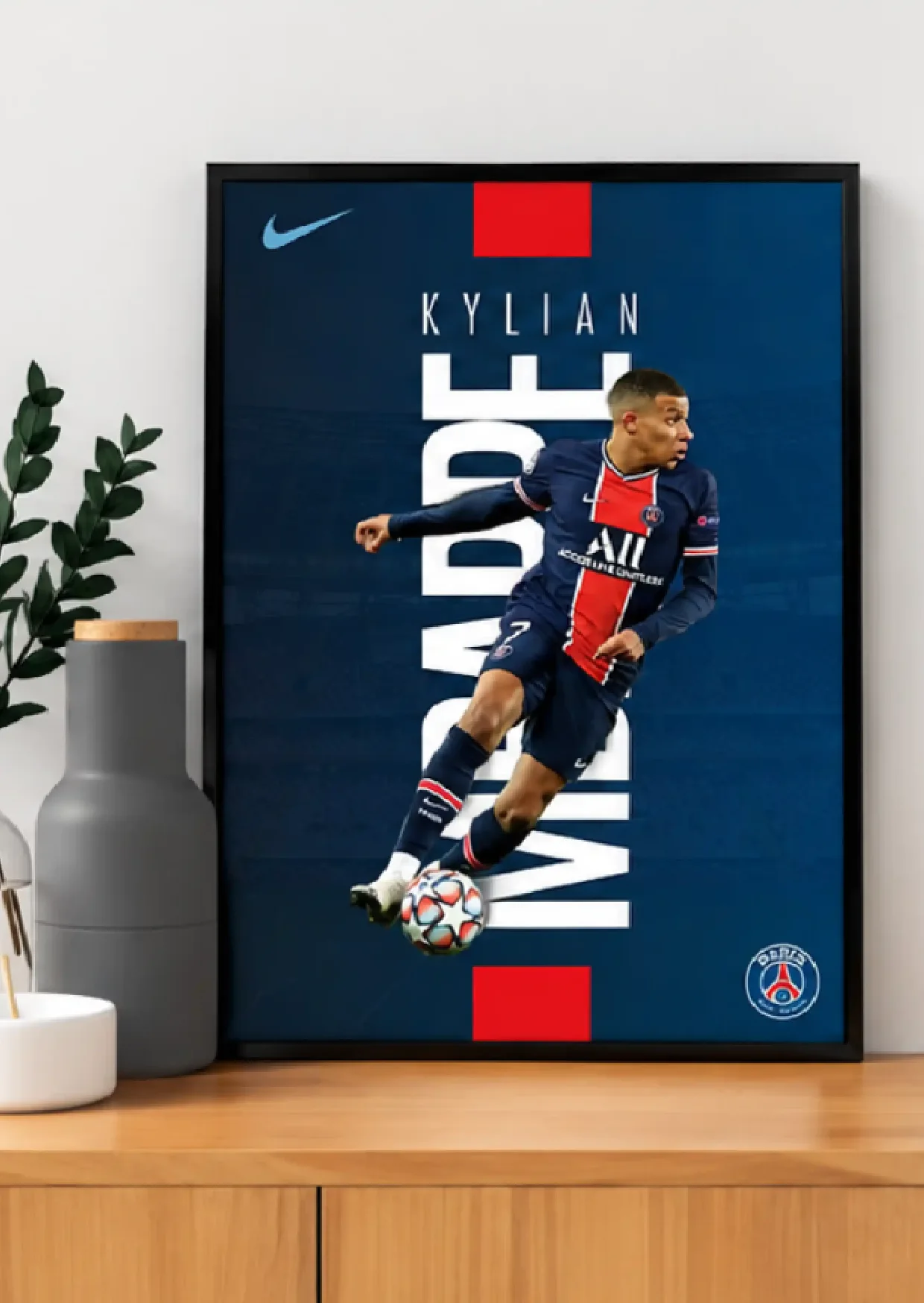Kylian Mbappe PSG football poster mockup