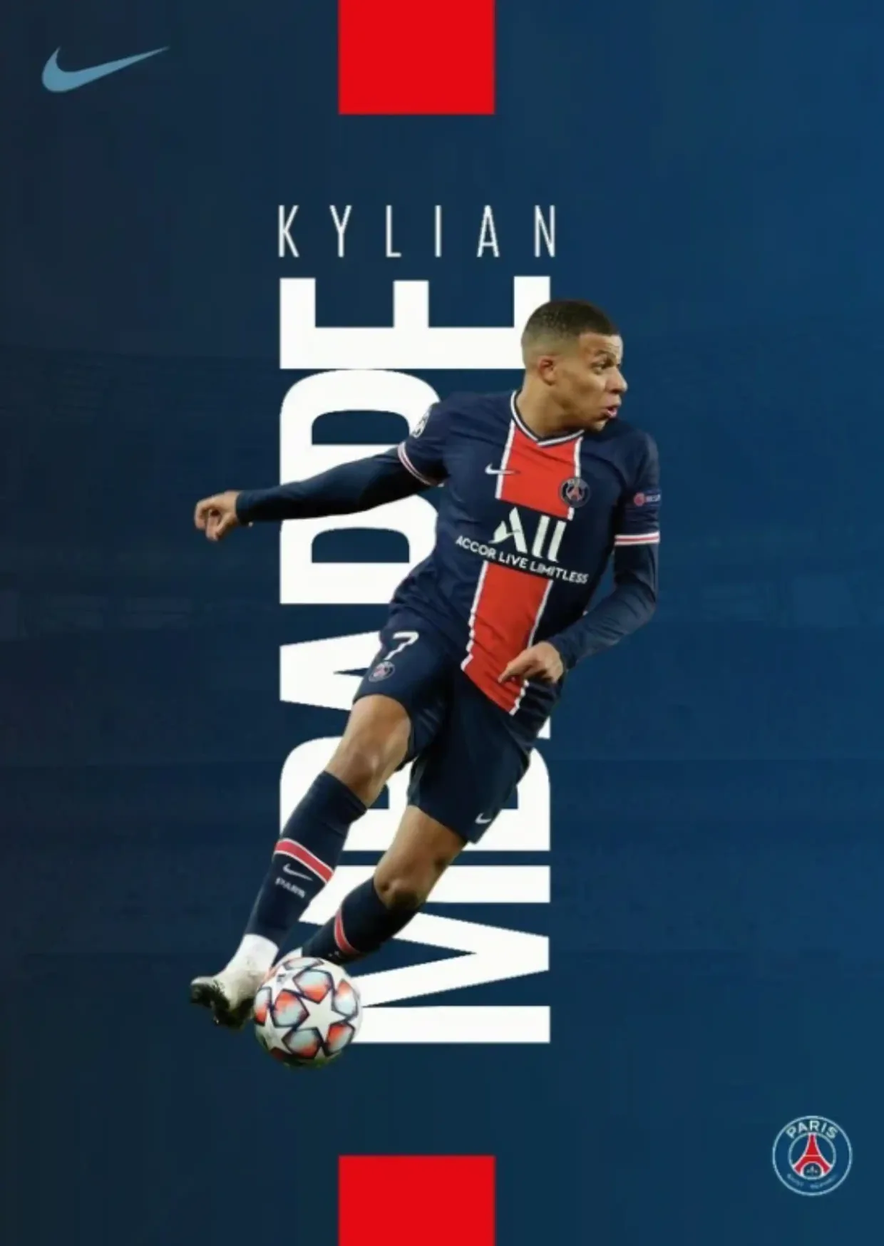 Kylian Mbappe PSG football poster